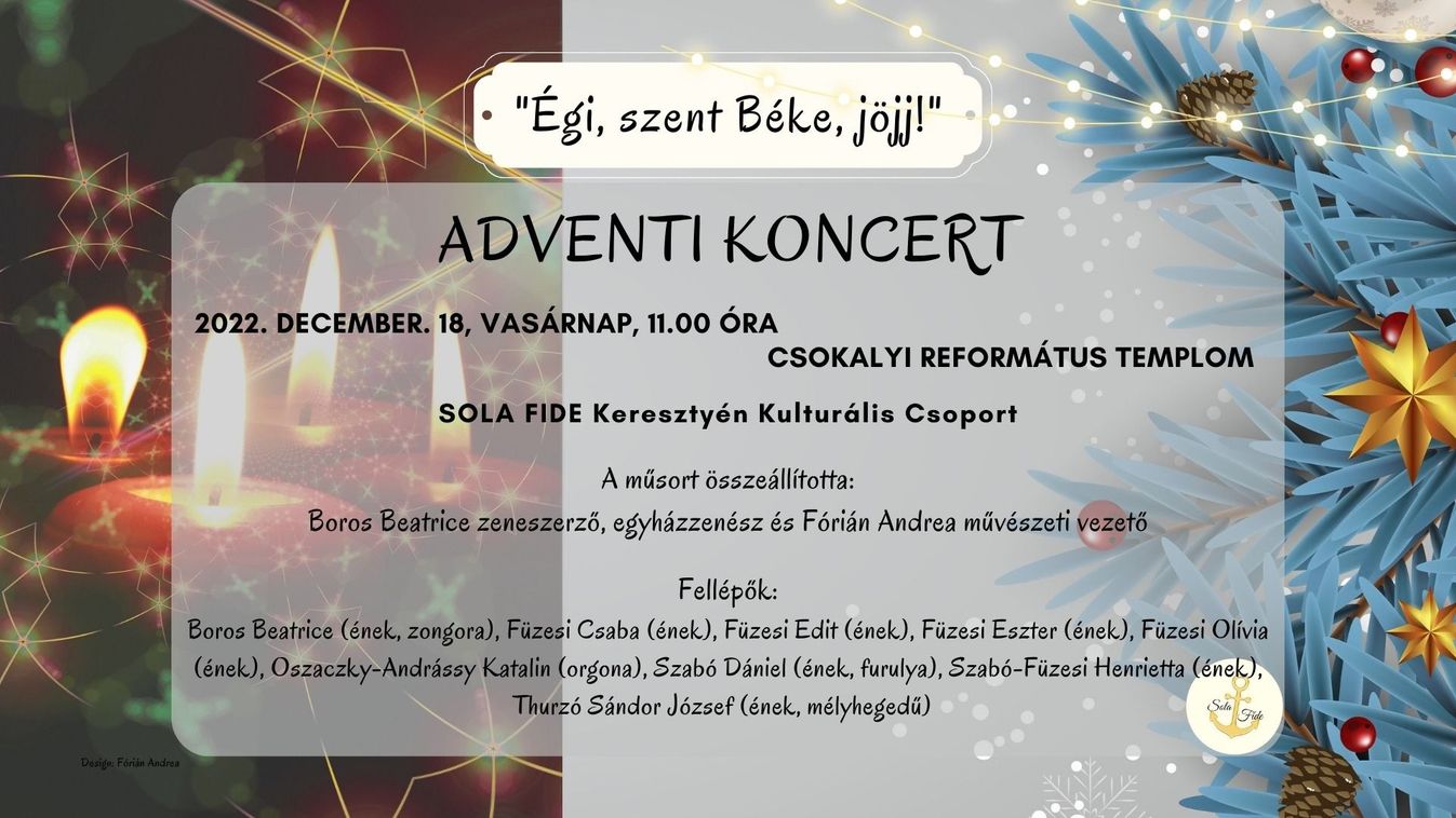 Adventi koncertet tart a Sola Fide Csokalyon