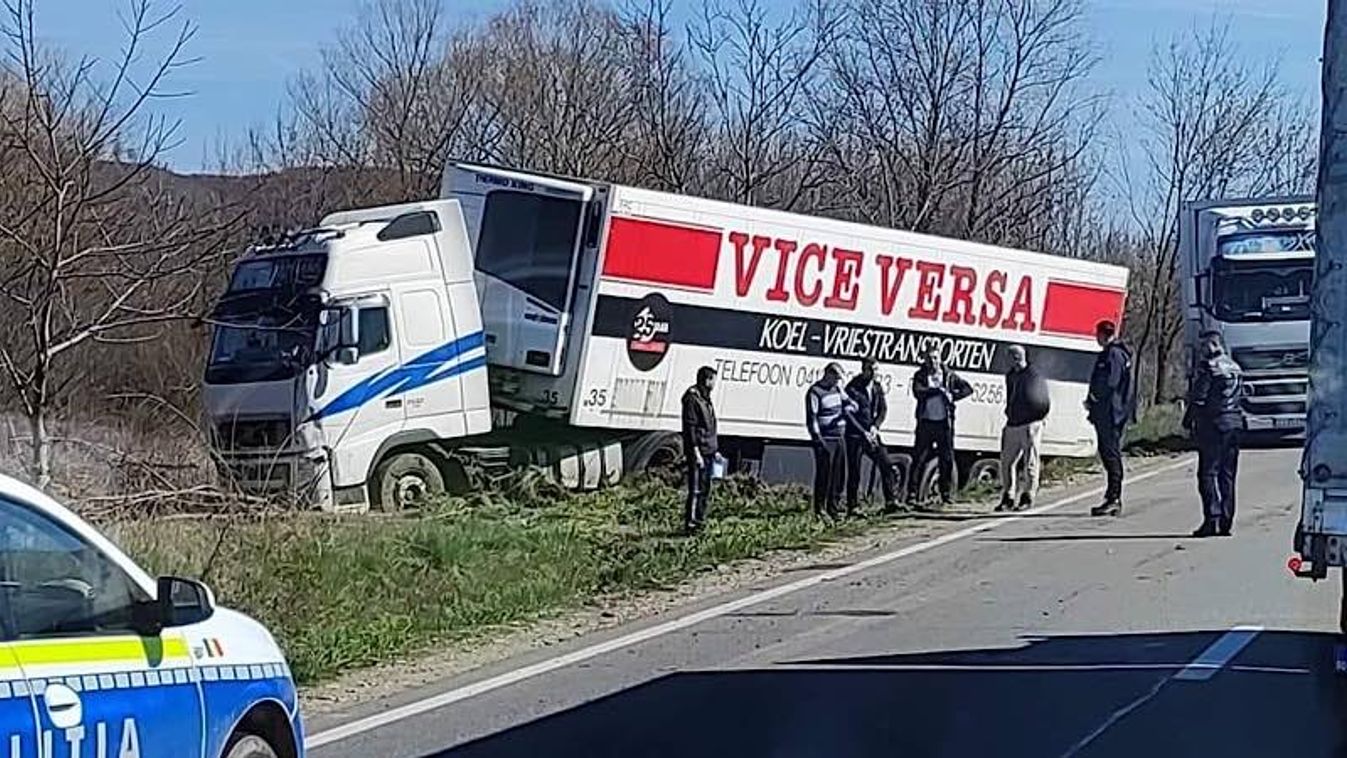 Fának ütközött egy teherautó