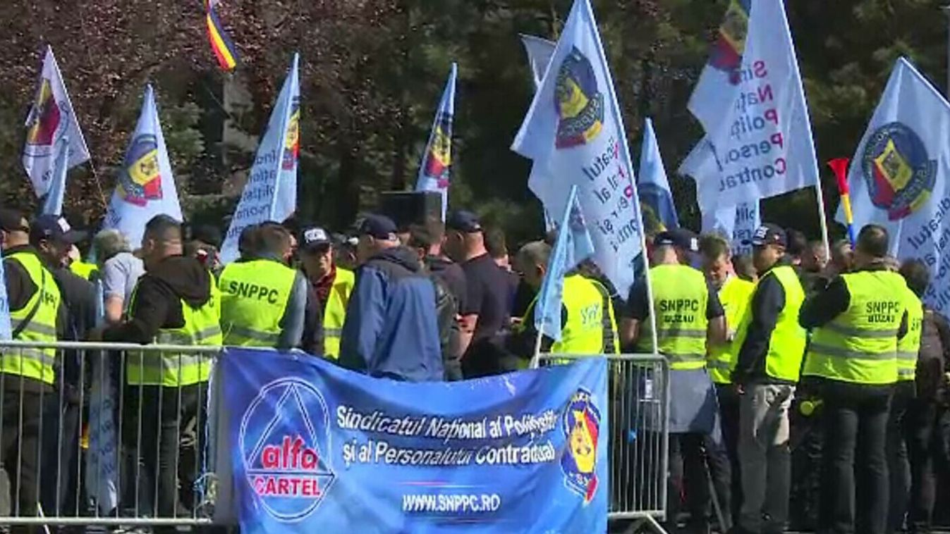 A rendőrök, a börtönőrök és a leszerelt katonák szakszervezeteinek tagjai tüntettek Bukarestben