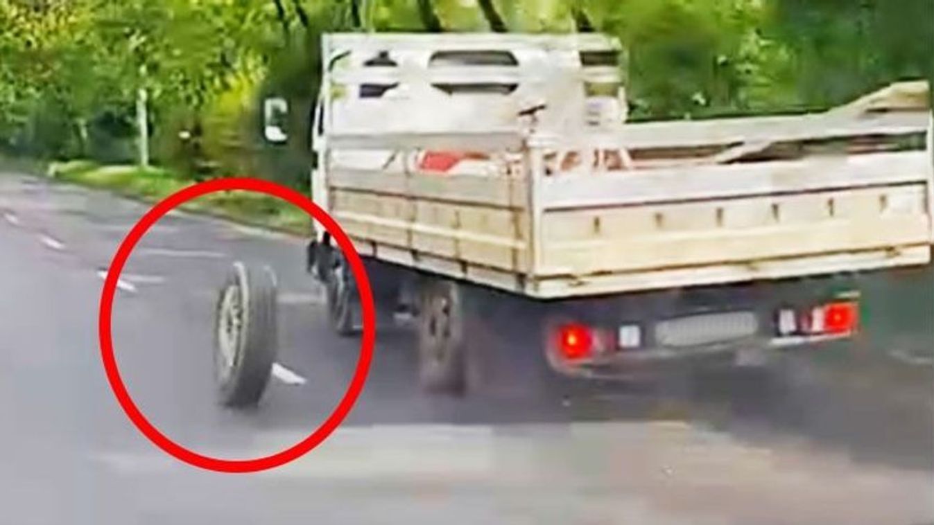 Kiszakadt a teherautó kereke – videóra vették