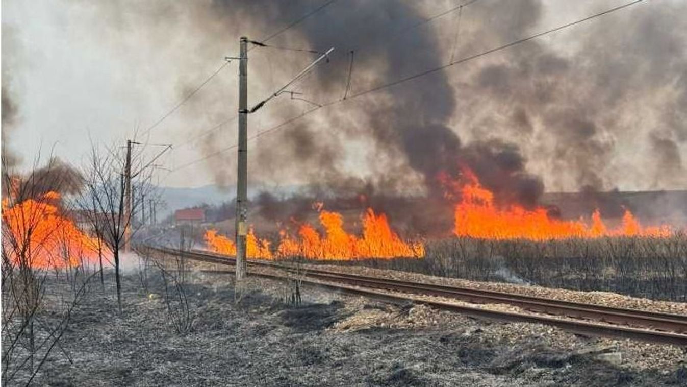 Bozóttűz miatt állt meg egy utasszállító vonat Székelykocsárd közelében